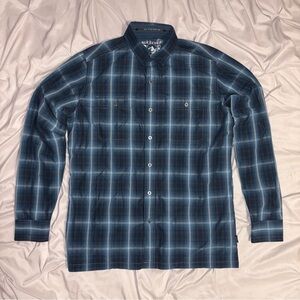 KUHL Response Shirt Men’s S Blue Plaid Long Sleeve Button Up ELUXUR Lite UPF 30